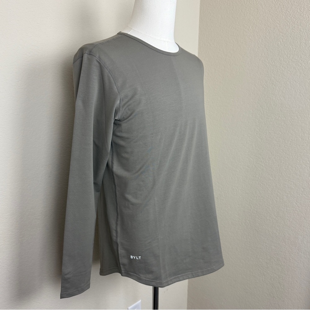 BYLT BASICS Drop Cut Lux Mens Long Sleeve | Sage Green | Small - Picture 2 of 7